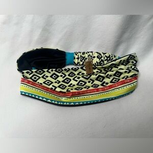 NATURAL LIFE Black and Yellow  Stretch Headband with Teal Accent Reversible